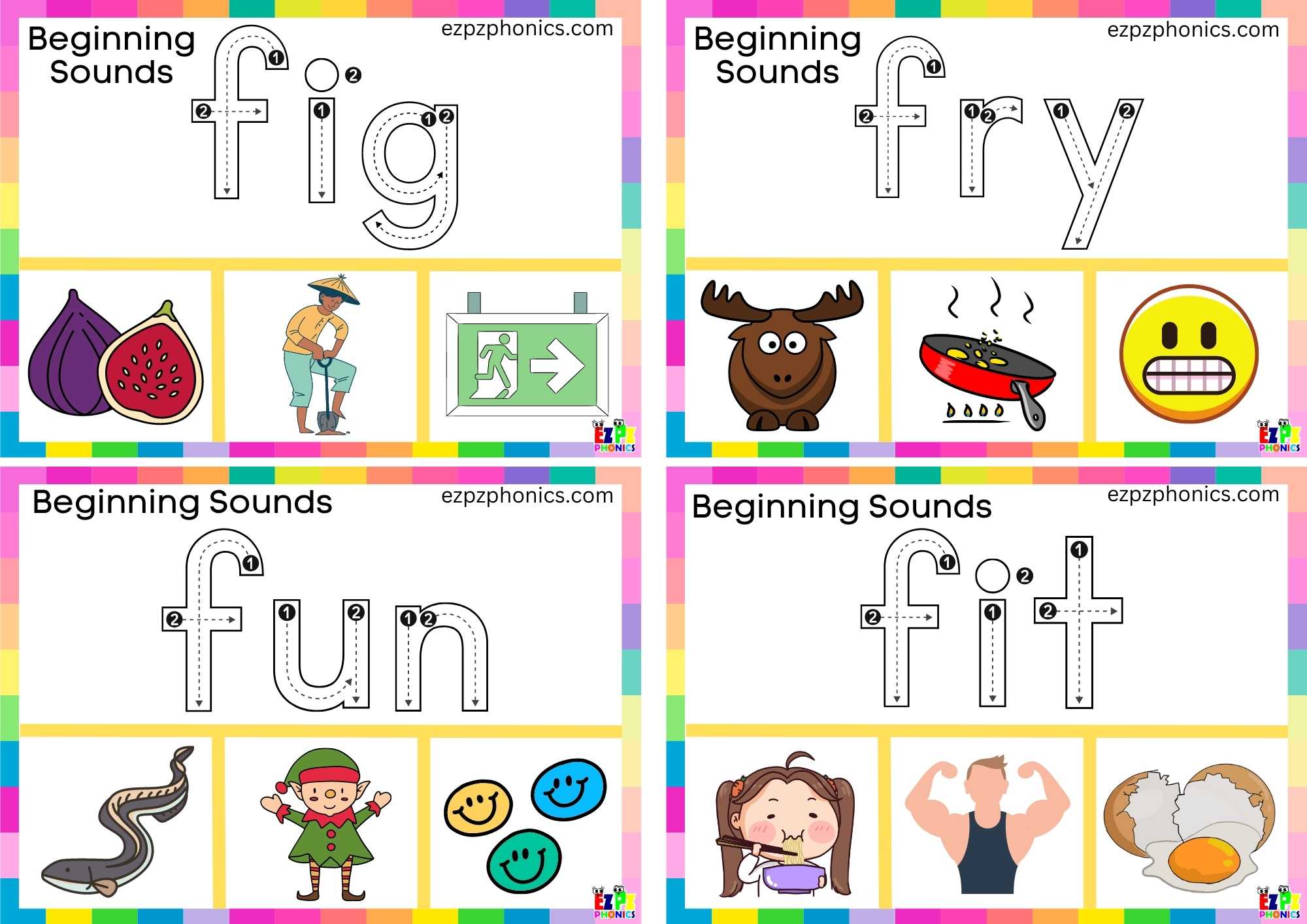 Letter F Trace The Word And Clip The Correct Image Card 1